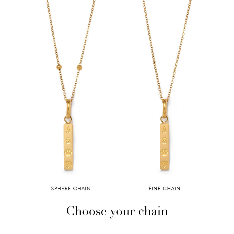 Custom Stamped Bar Pendant Necklace (Gold)