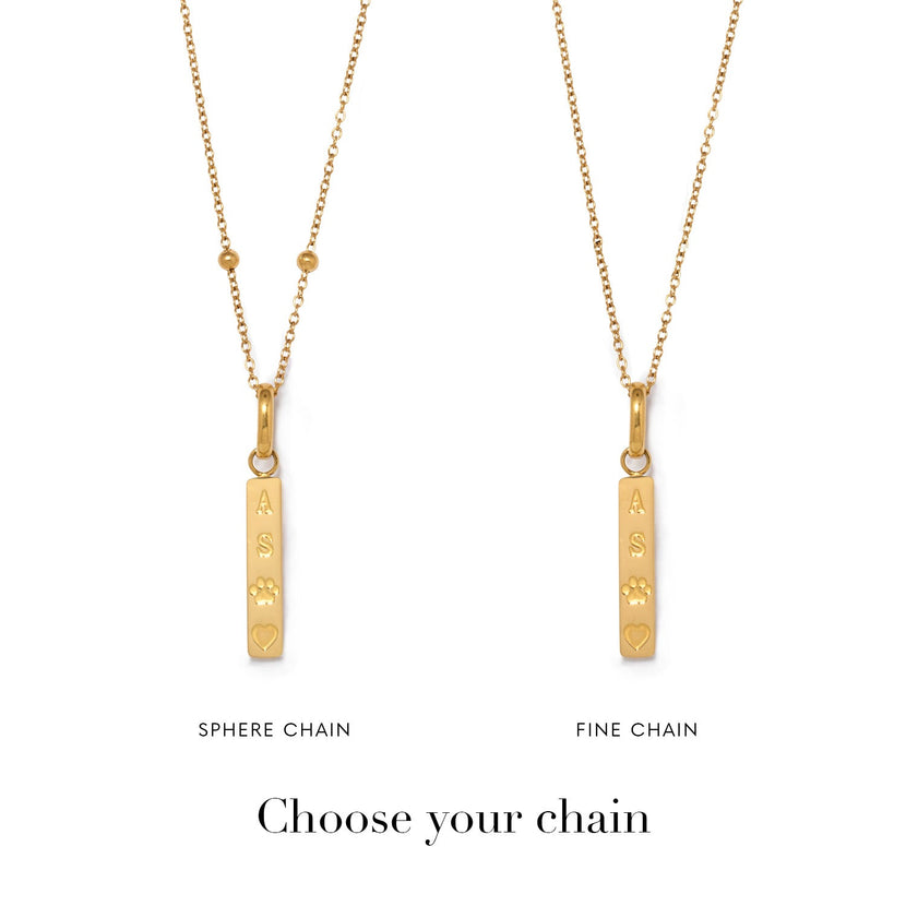 Custom Stamped Bar Pendant Necklace (Gold)