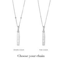 Custom Stamped Bar Pendant Necklace (Silver)
