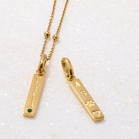 Custom Stamped Bar Pendant Necklace (Gold)