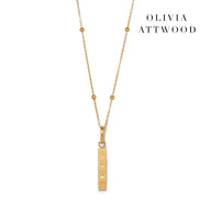 Custom Stamped Bar Pendant Necklace (Gold)