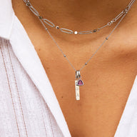 Custom Stamped Bar Pendant Necklace (Silver)