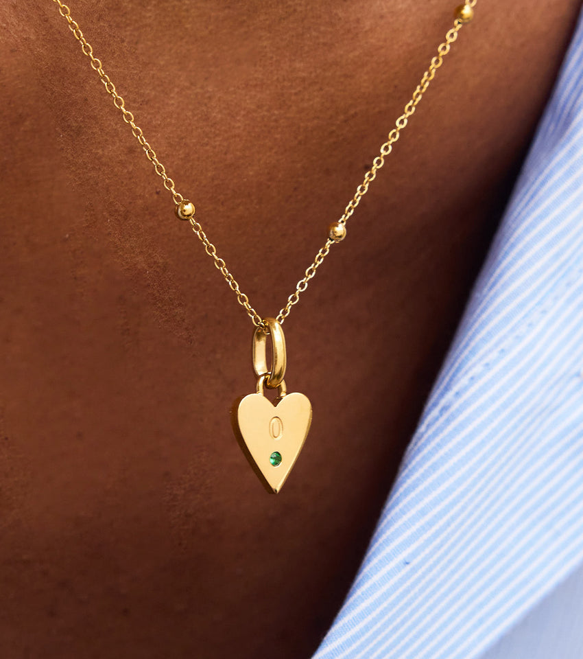 Custom Stamped Heart Pendant Necklace (Gold)