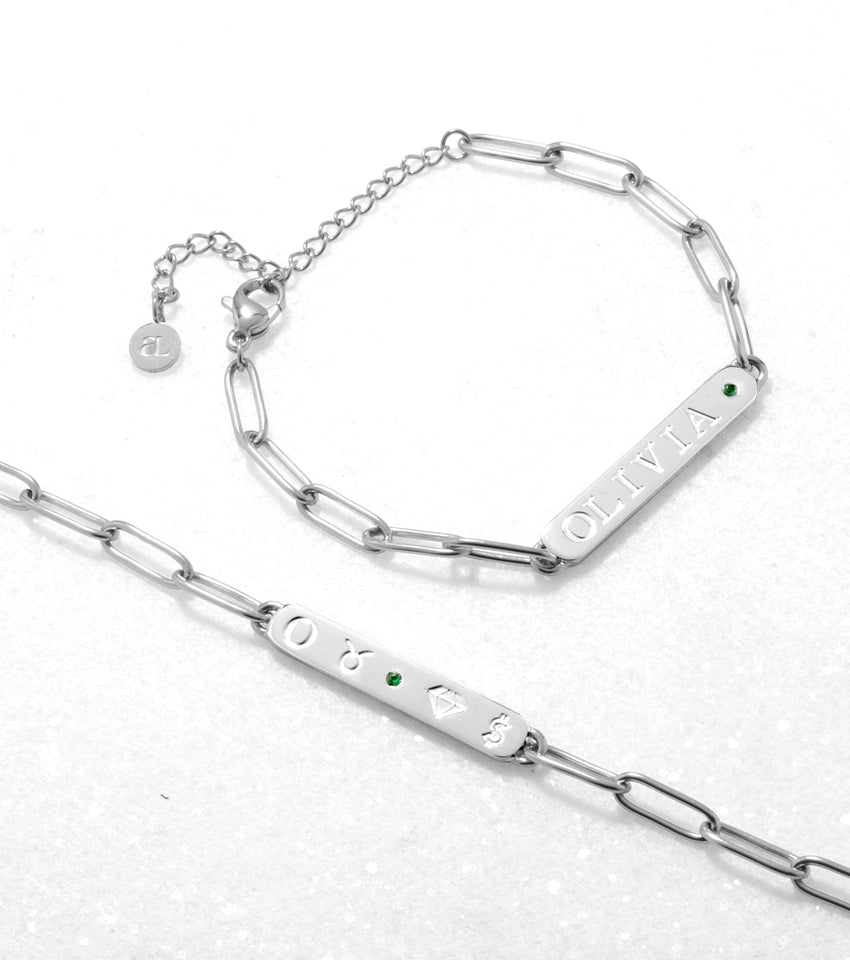 Custom Stamped Name Bar Bracelet (Silver)