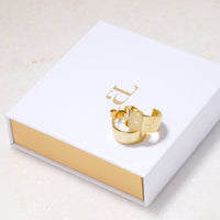 Custom Stamped Name Chunky Hoop Earrings (Gold)