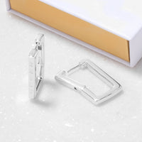 Custom Stamped Name Square Hoop Earrings (Silver)