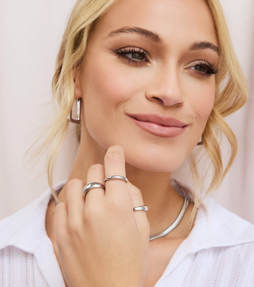 Dome Ring Stack With Oval Ring Domed Ring Stack (Silver) – Abbott Lyon