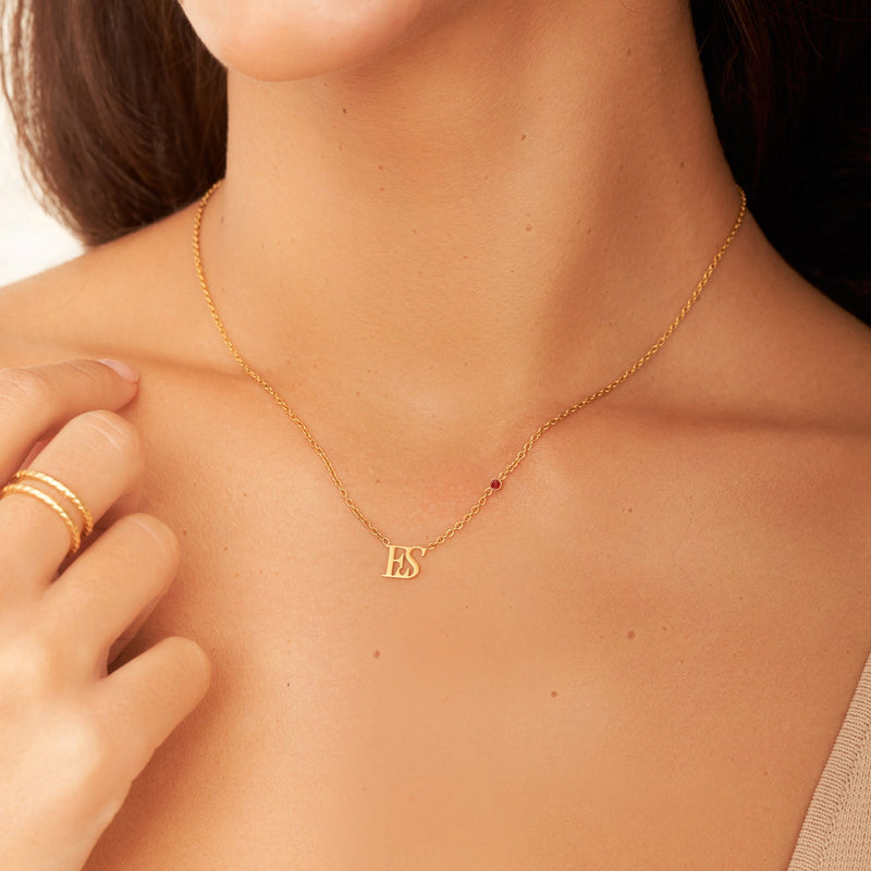 Mini Double Initial Necklace (Gold)
