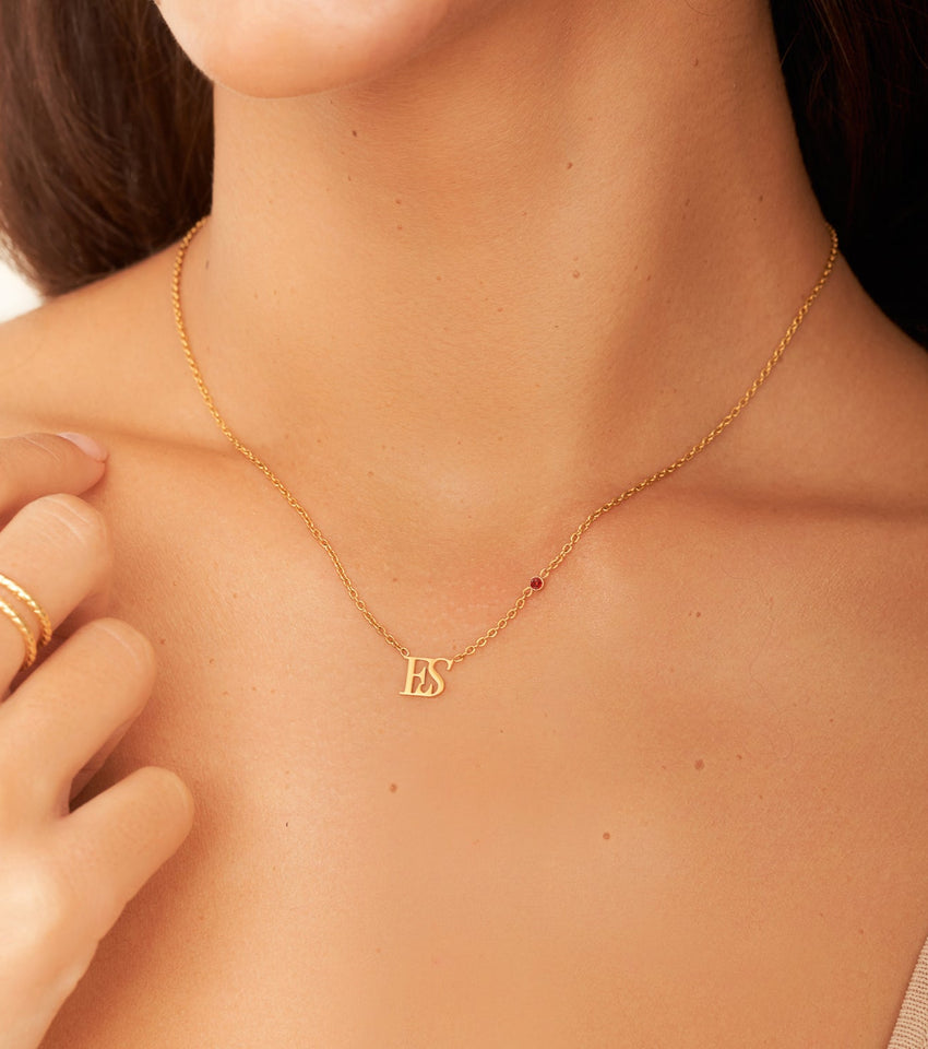 Double Initial 14k Solid Gold Necklace – EDGE of EMBER