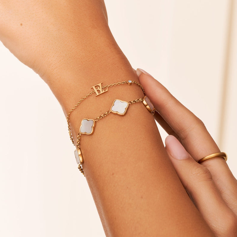 Mini Double Initial Bracelet (Gold)