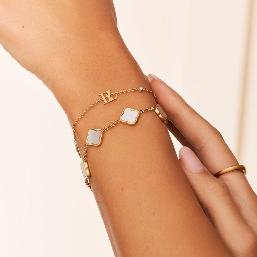 Mini Double Initial Bracelet (Gold)
