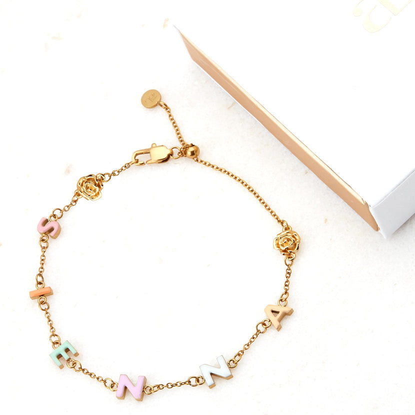 Custom Enamel Name Bracelet (Gold)