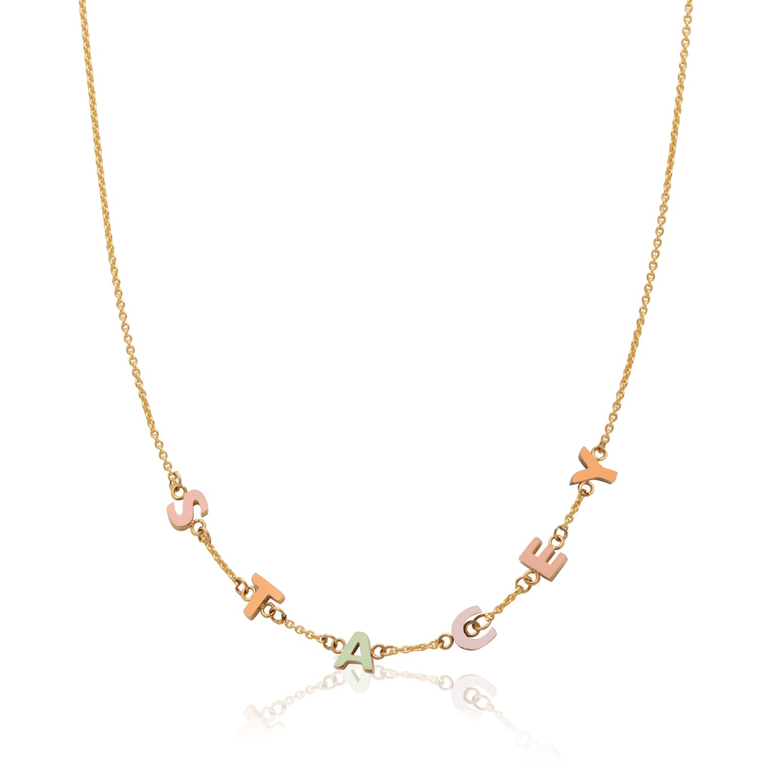 Custom Enamel Name Necklace (Gold)