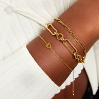 Figaro Chain Bracelet Bundle (Gold)