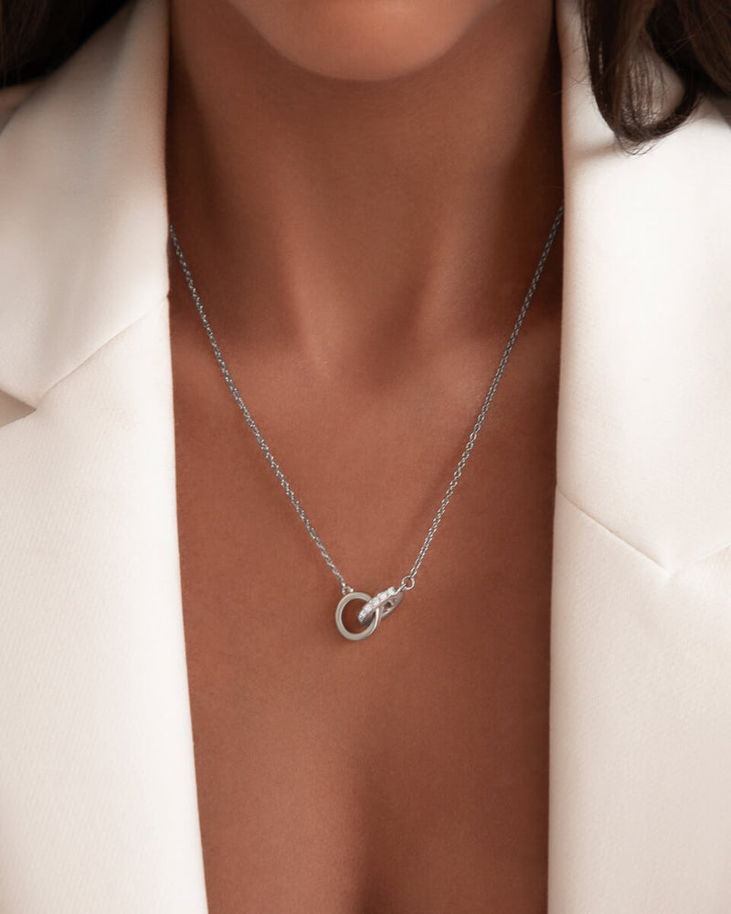 Interlinked Crystal Necklace (Silver) - Main Image