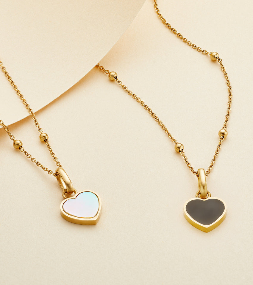 Pearl Heart Necklace (Gold)