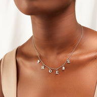 Mini Hanging Letter Name Necklace (Silver)