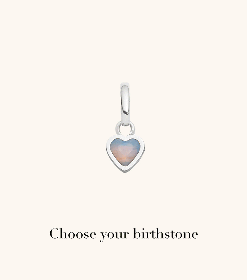 Stacey's Stories Mini Heart Birthstone Charm (Silver)