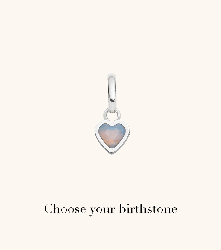 Stacey's Stories Mini Heart Birthstone Charm (Silver)