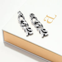Initial Curb Earrings (Silver)
