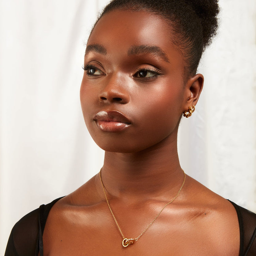 Interlinked Crystal Necklace (Gold)