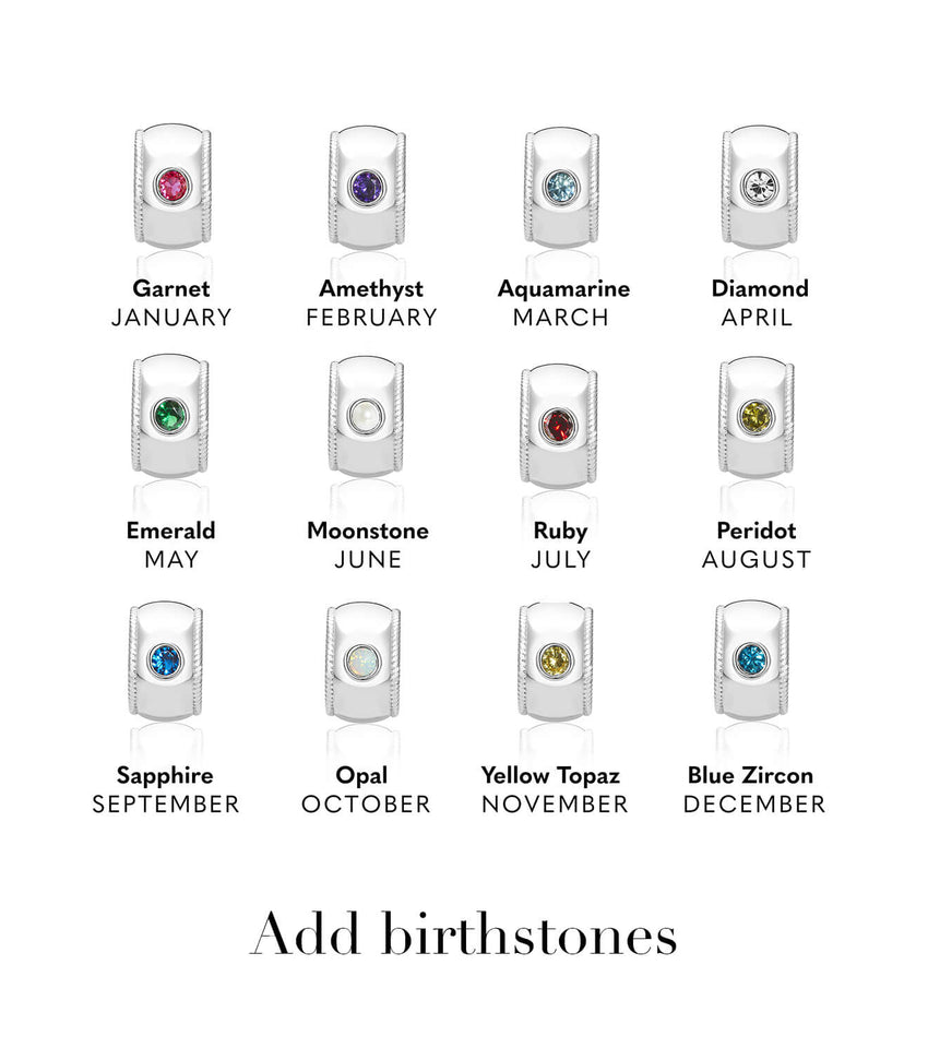 Birthstone Bracelet Bead (Silver)