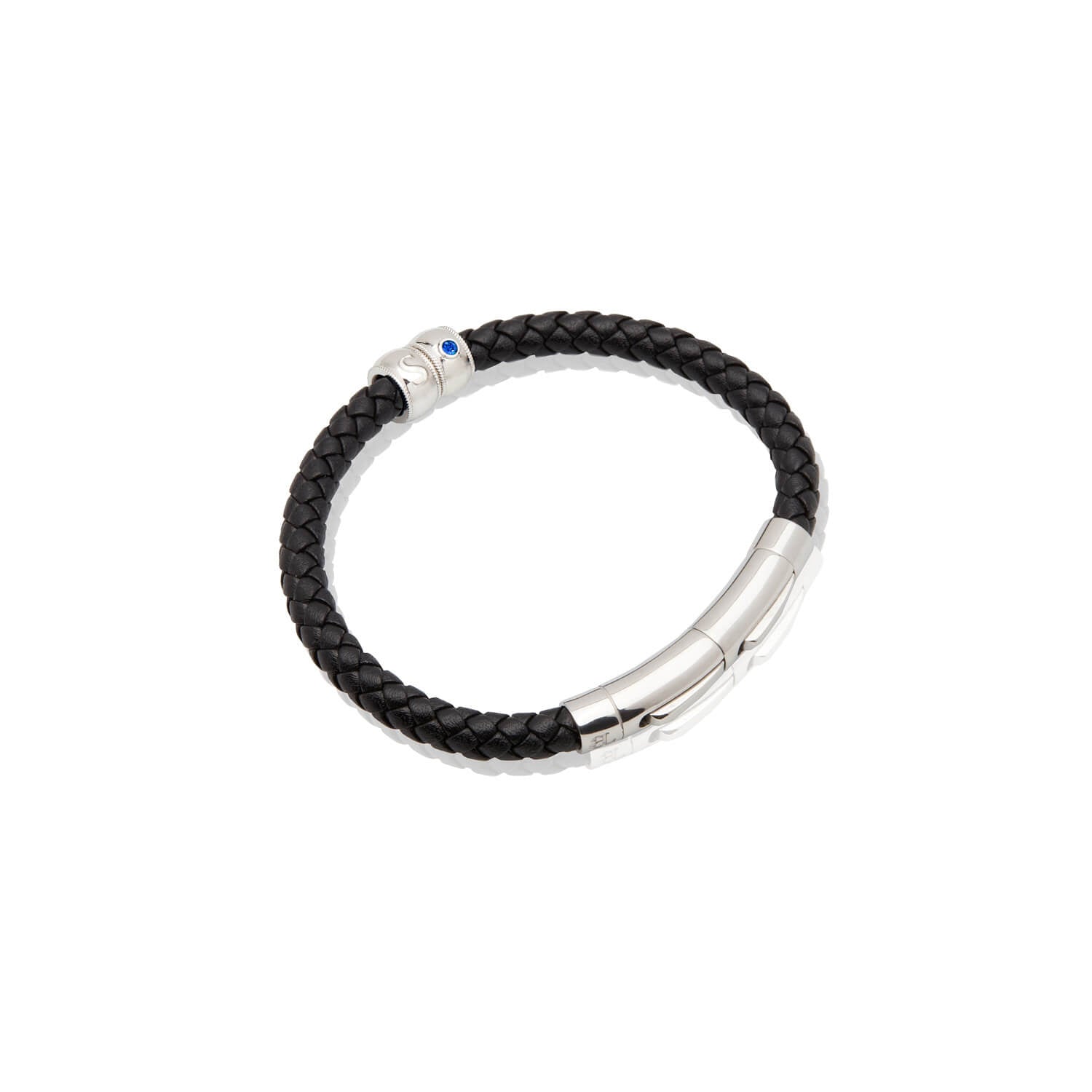 Mens Black Leather Bracelet (Silver) Abbott Lyon