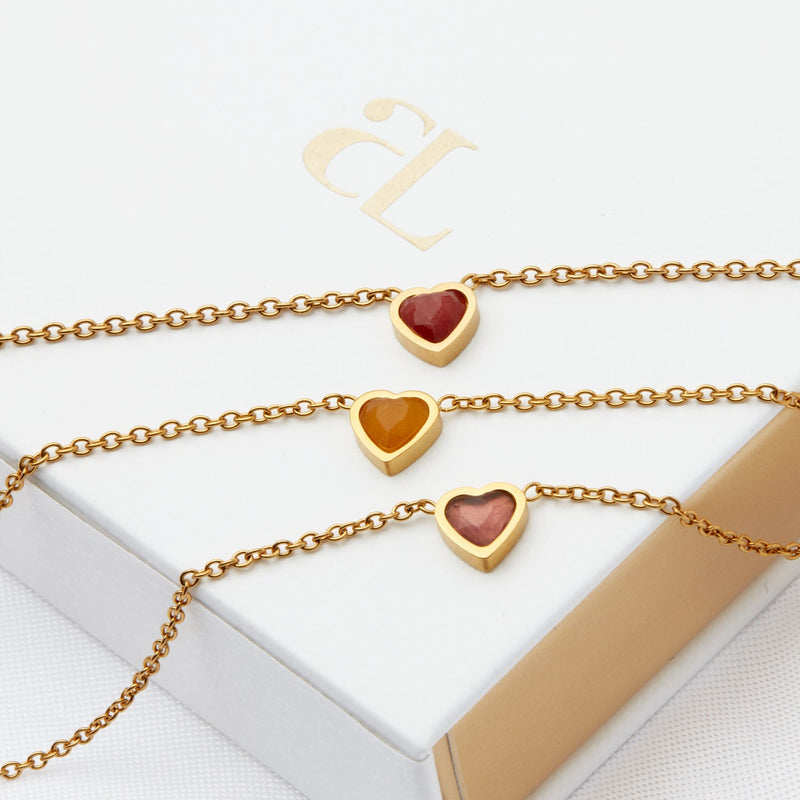 Mini Heart Birthstone Bracelet (Gold) Mini Heart Birthstone Bracelet (Gold)