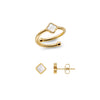 Mini Pearl Clover Ring & Earrings Bundle (Gold)