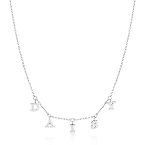Mini Hanging Letter Name Necklace (Silver)