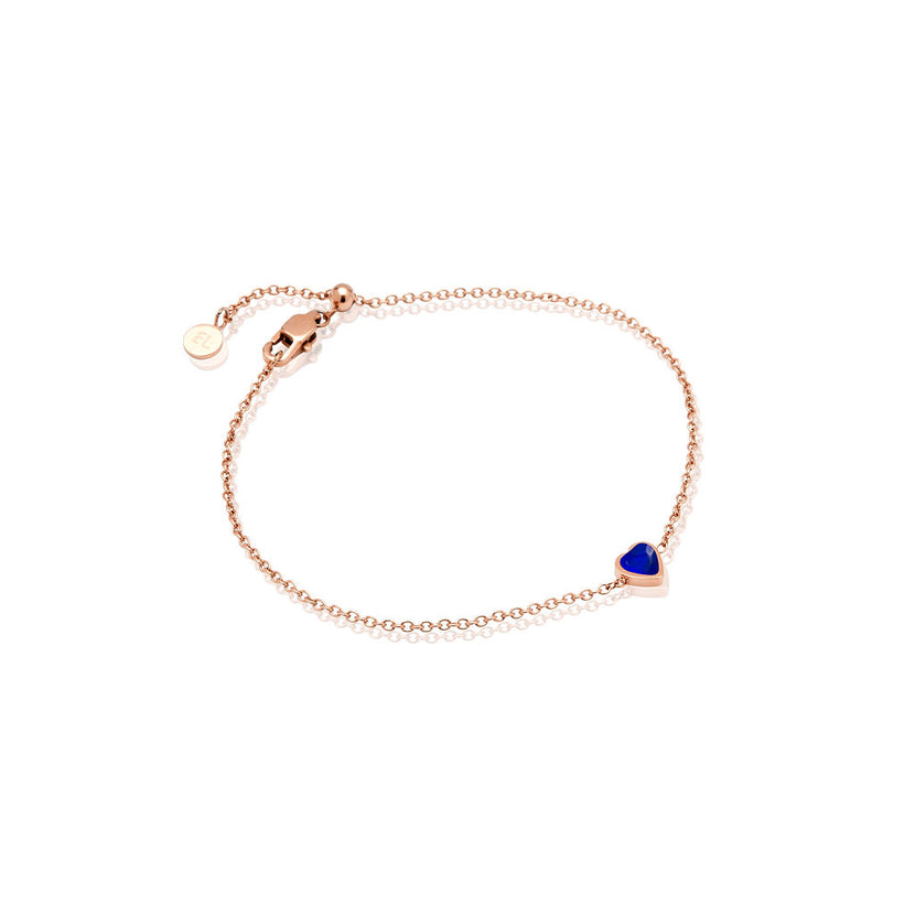 Mini Heart Birthstone Bracelet (Rose Gold)