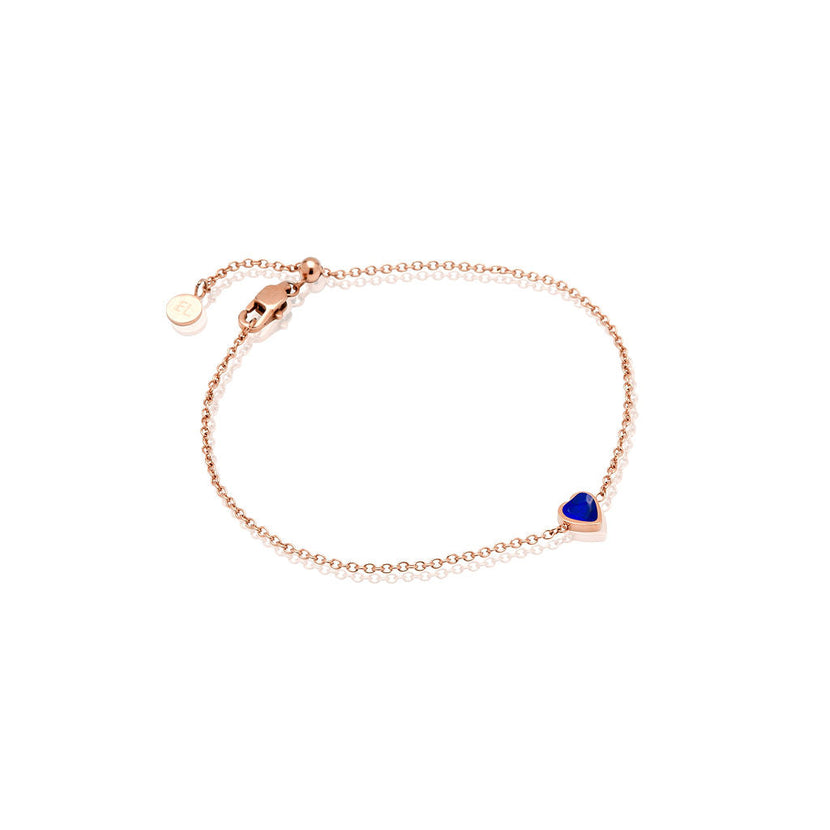 Mini Heart Birthstone Bracelet (Rose Gold)