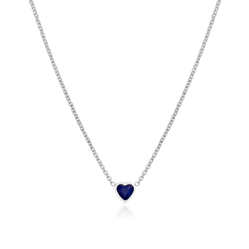 Mini Heart Birthstone Necklace (Silver)