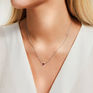 Mini Heart Birthstone Necklace (Silver)