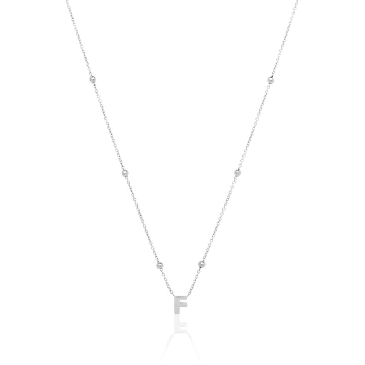 Mini Letter Sphere Chain Necklace (Silver)