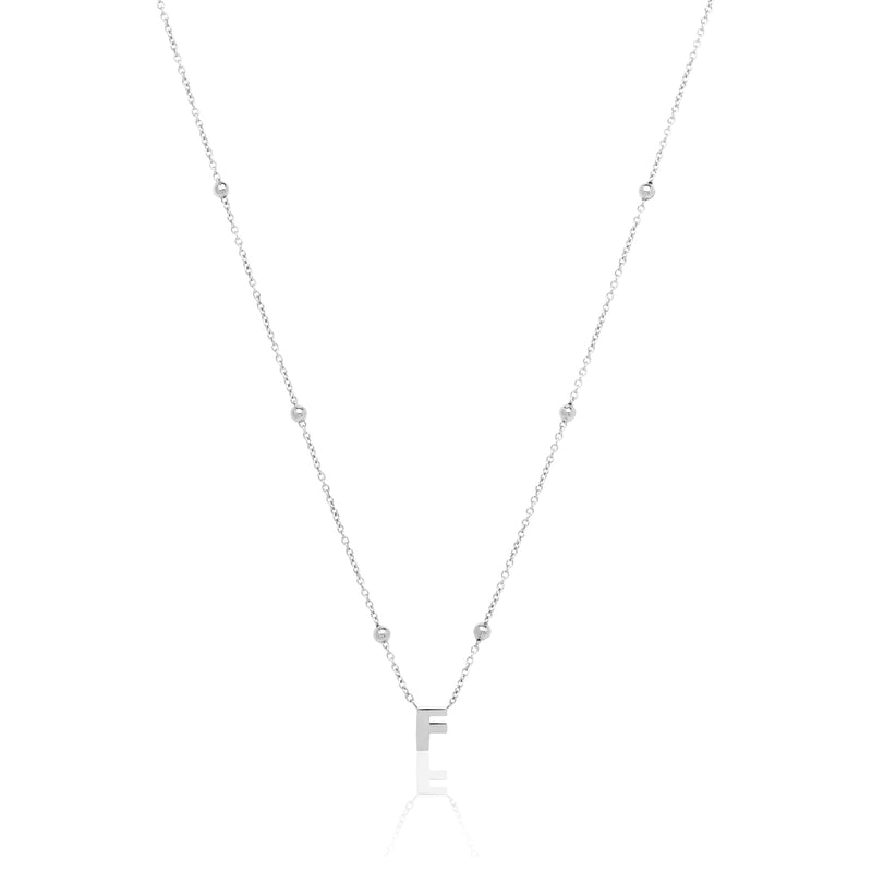 Mini Letter Sphere Chain Necklace (Silver)