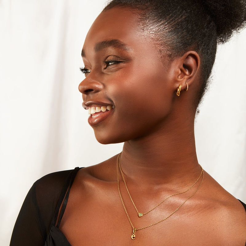 Mini Heart Birthstone Necklace (Gold)