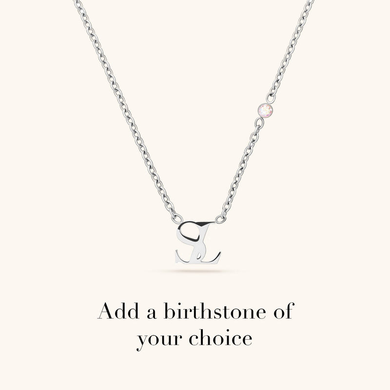 Mini Double Initial Necklace (Silver)