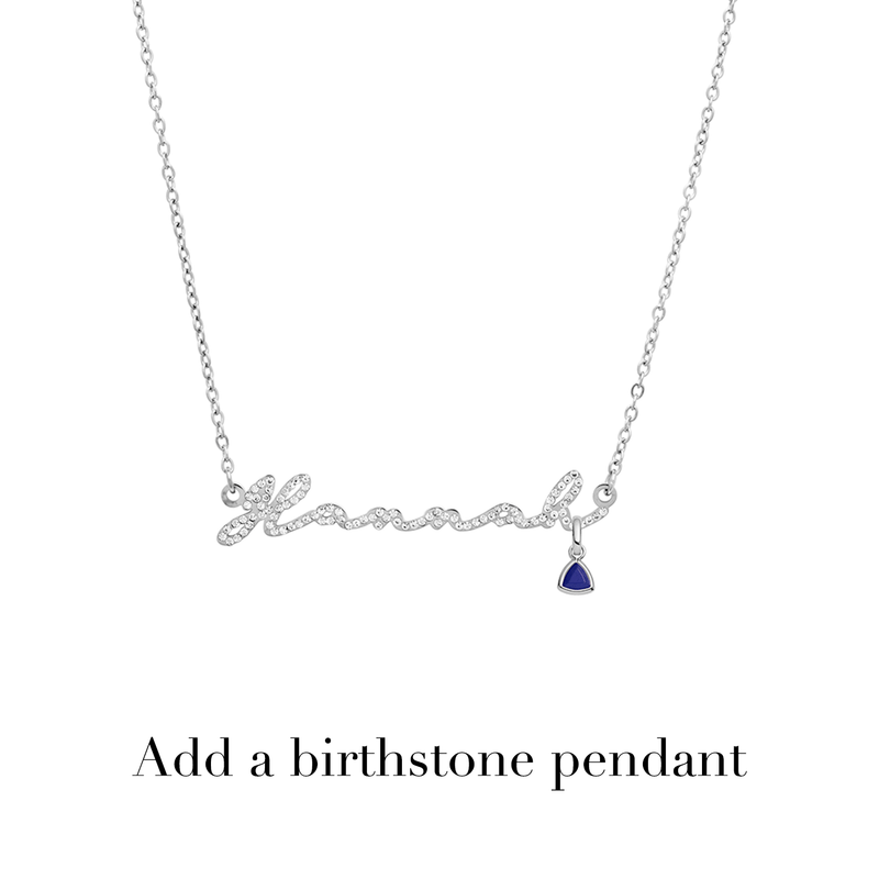 Crystal Signature Name Necklace (Silver)