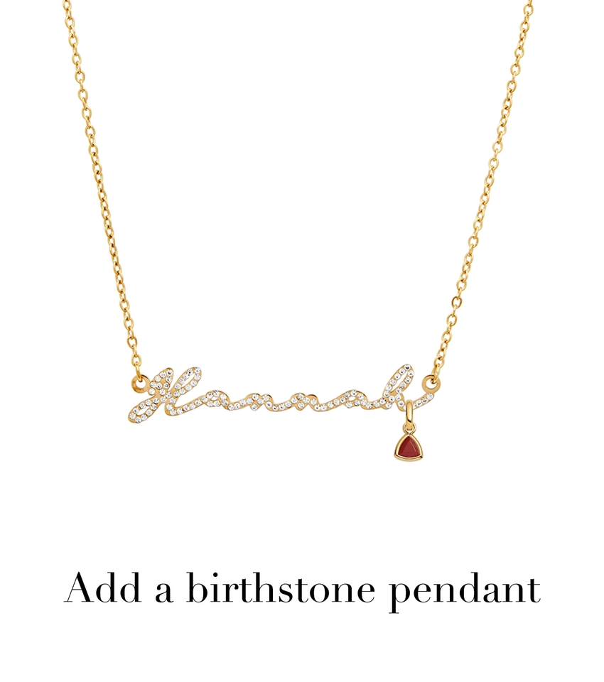 Crystal Signature Name Necklace (Gold)