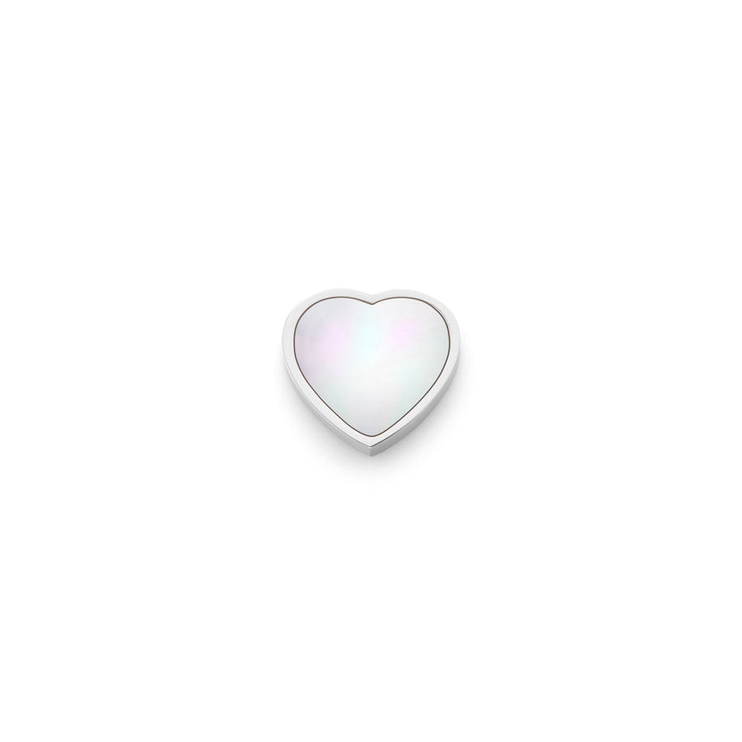 Pearl Heart Charms (Silver) - Plain
