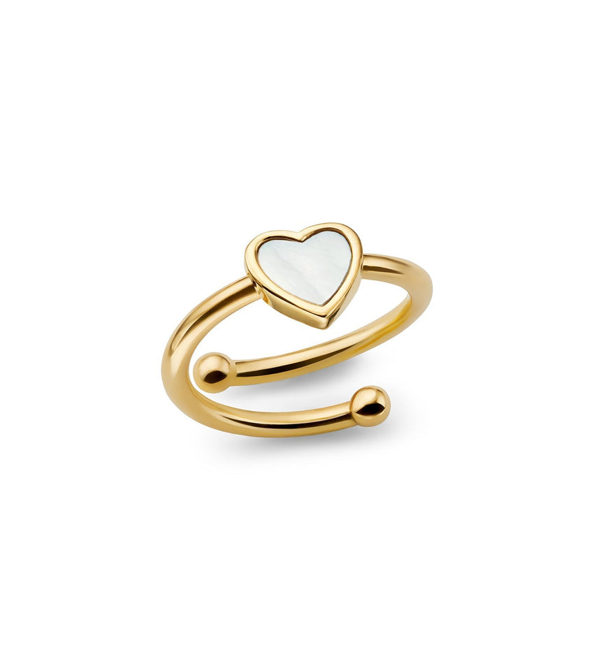 Mini Pearl Heart Ring (Gold)