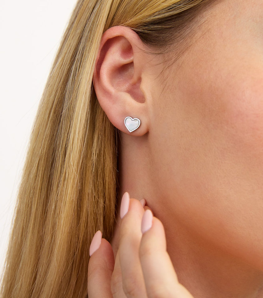 Mini Pearl Heart Ring & Earrings Bundle (Silver)