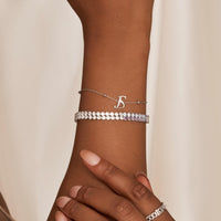 Double Initial Crystal Bracelet (Silver)