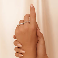 Luxe Crystal Link Chain Ring (Silver)
