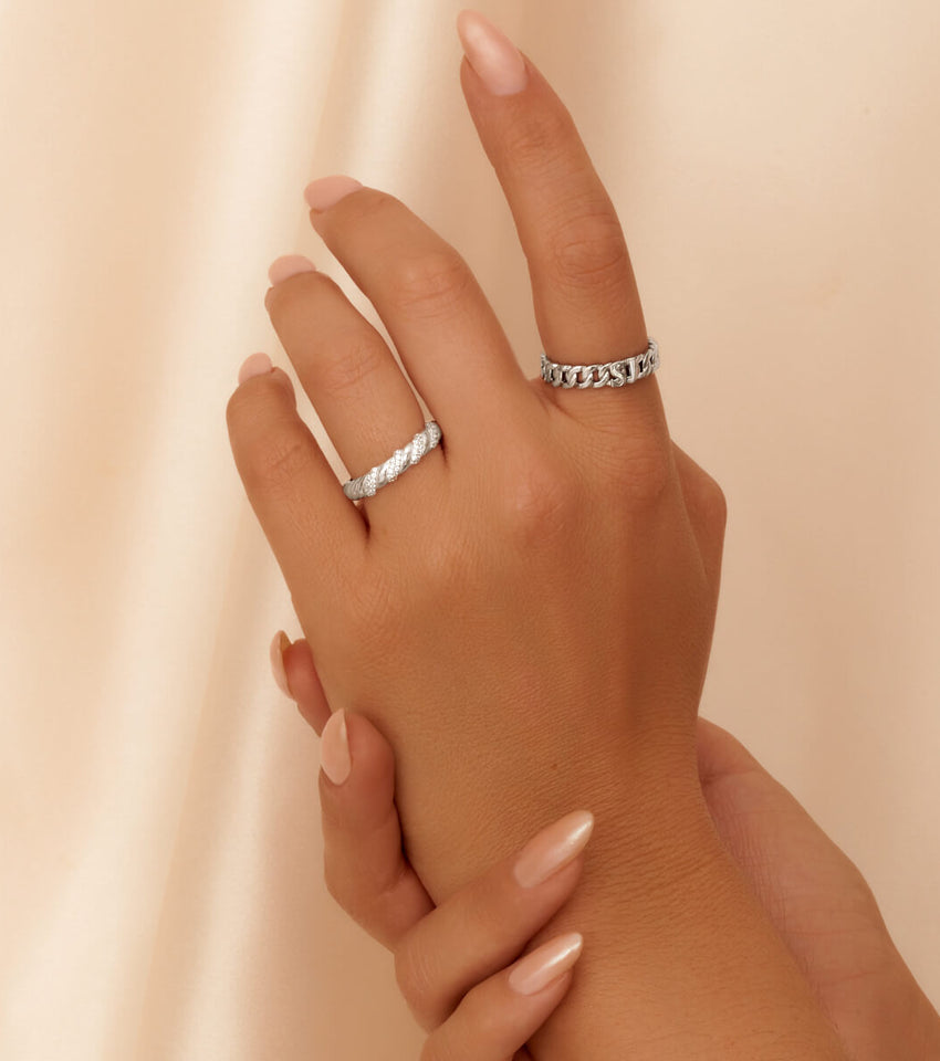 Luxe Crystal Twisted Ring (Silver)
