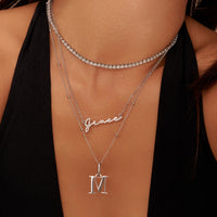 Crystal Signature Name Necklace (Silver)