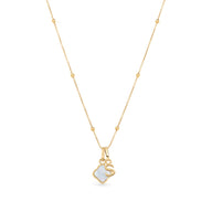 Pearl Clover & Initial Necklace (Gold)