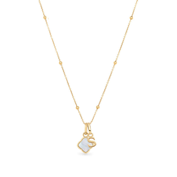PearlClover InitialNecklace Gold grande