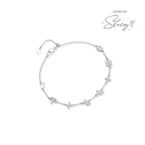 Pearl Custom Name Bracelet (Silver)